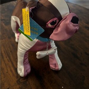 Bulldog NWT Brown and Pink Glam Plush Dog